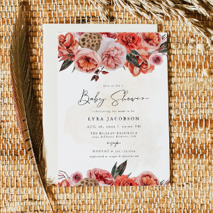 LYRA Bohemian Girl Herfst Floral Baby shower Kaart