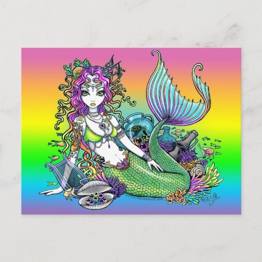 "Lyra" Rainbow Zee Scape Mermaid Briefkaart (Voorkant)