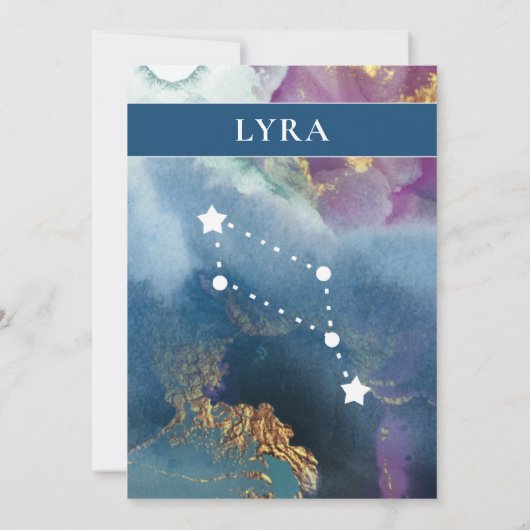 Lyra Table Sign Celestial Waterverf Thema Kaart (Achterkant)