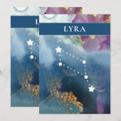Lyra Table Sign Celestial Waterverf Thema Kaart (Voorkant / Achterkant)