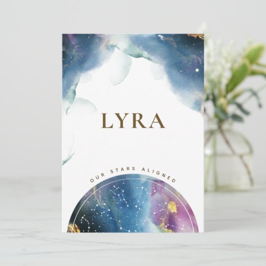 Lyra Table Sign Celestial Waterverf Theme Card Kaart (Staand voorkant)