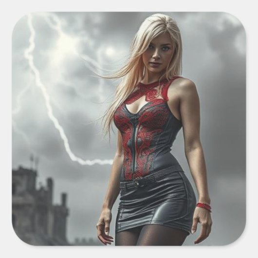 Lyra, Tochter des Blitzes Vierkante Sticker (Voorkant)
