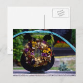 Lyre met bloemen briefkaart (Voorkant / Achterkant)