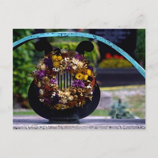 Lyre met bloemen briefkaart (Voorkant)