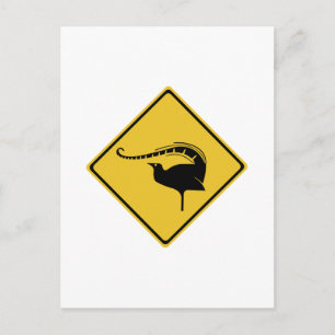 Lyrebird Crossing, Traffic Warning Sign, Australië Briefkaart