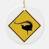 Lyrebird Crossing, Traffic Warning Sign, Australië Keramisch Ornament (Achterkant)