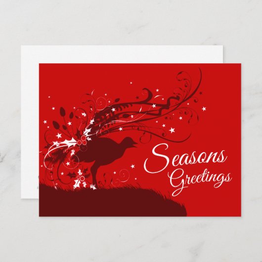 Lyrebird kerst whimsy grafische kunst briefkaart (Voorkant / Achterkant)