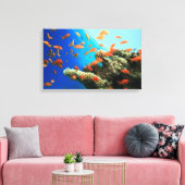 Lyretail-anthias op koraalrif canvas afdruk (Insitu (Woonkamer))