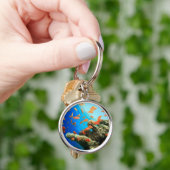 Lyretail-anthias op koraalrif sleutelhanger (Hand)