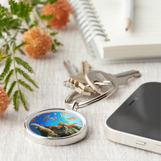 Lyretail-anthias op koraalrif sleutelhanger (Zijkant)