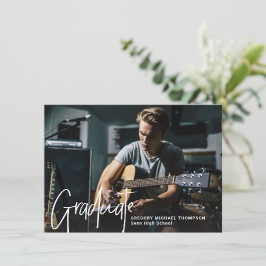 Lyric Afstuderen Fotoaankondiging Kaart (Staand voorkant)