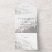 ©Lyrical Pine Forest Bossen herfstbruiloft All In One Uitnodiging (Binnen)