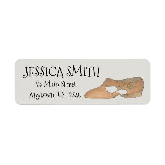 Lyrical Tan Modern Dance Teacher Shoe Personalized Etiket (Voorkant)