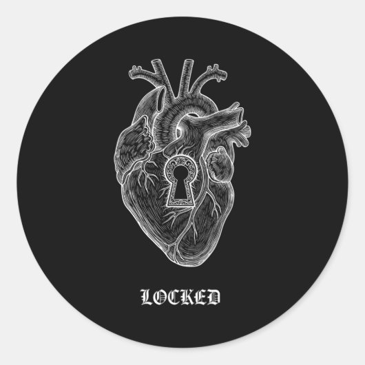 Lyriclyfe-long Sleeve Shirt-achy Breaky Heart-lock Ronde Sticker (Voorkant)
