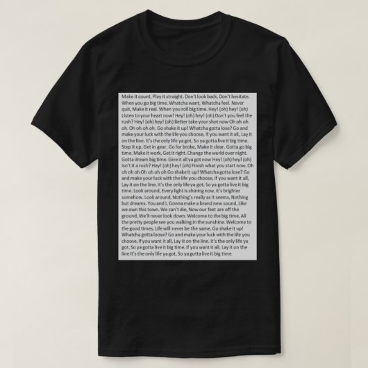 Lyrics to Big Time Rush   T-shirt (Design voorkant)
