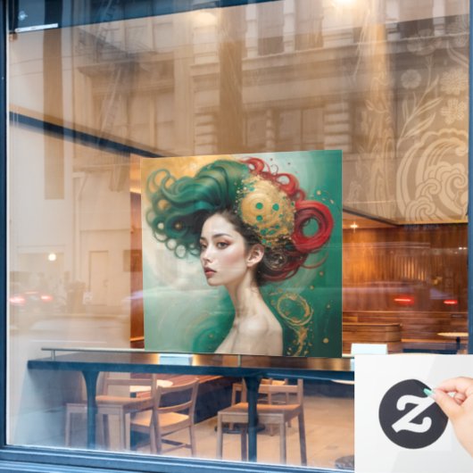 “Lyrielle” - De Groene-Gouden Keizerin Raamsticker (Cafe Raam)