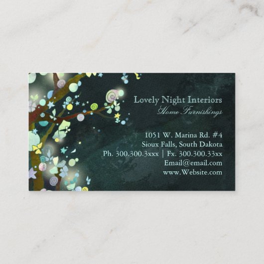 Lyrische bomen Monogram gepersonaliseerd Visitekaartje (Achterkant)