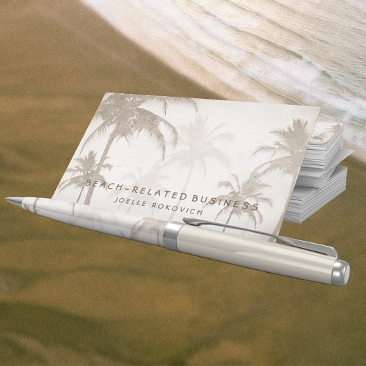 Lyrische  Sepia Tropical Palm Trees vogels Visitekaartje