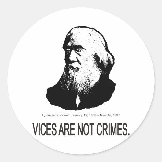 Lysander Spooner Ronde Sticker (Voorkant)