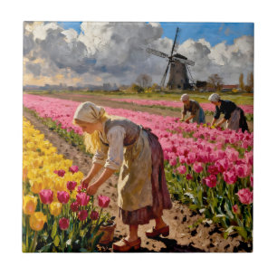 “Lysbeth in het Amber Licht” - Een Hollands Landsc Tegeltje