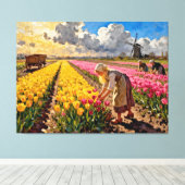 “Lysbeth in the Amber Light” - A Dutch Landscape Canvas Afdruk (Insitu (Houten vloer))
