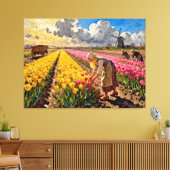 “Lysbeth in the Amber Light” - A Dutch Landscape Canvas Afdruk (Insitu (Woonkamer))
