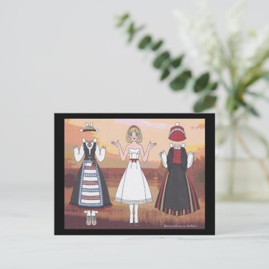 Lyyli van het Finse Briefkaart voor papierdolfijne (Staand voorkant)