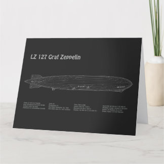LZ 127 Graf Zeppelin - Luchtschip Blauwdruk Planne Bedankkaart