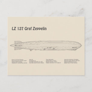 LZ 127 Graf Zeppelin - Luchtschip Blauwdruk Planne Briefkaart