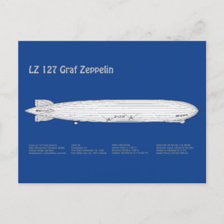 LZ 127 Graf Zeppelin - Luchtschip Blauwdruk Planne Briefkaart