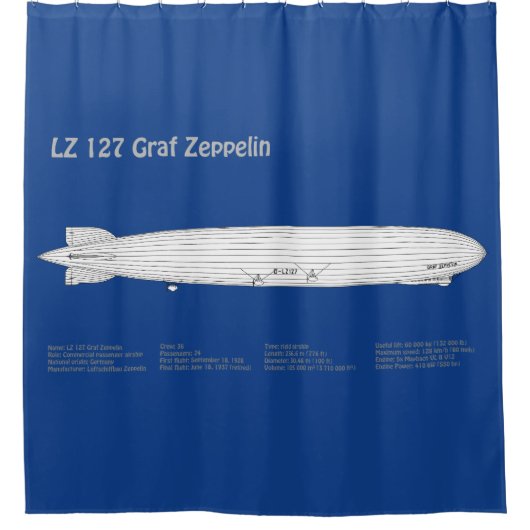 LZ 127 Graf Zeppelin - Luchtschip Blauwdruk Planne Douchegordijn (Voorkant)