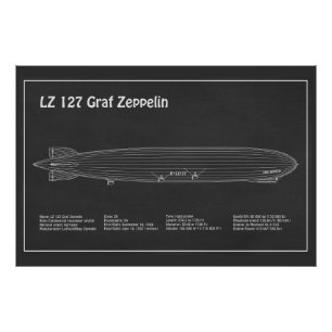 LZ 127 Graf Zeppelin - Luchtschip Blauwdruk Planne Foto Afdruk
