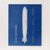 LZ 127 Graf Zeppelin - Luchtschip Blauwdruk Planne Legpuzzel (Verticaal)