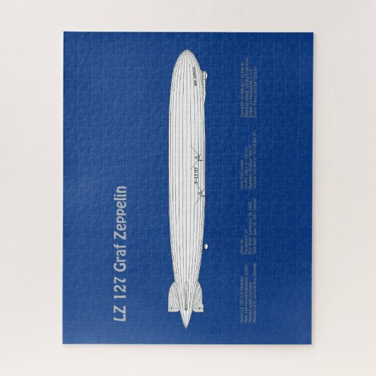 LZ 127 Graf Zeppelin - Luchtschip Blauwdruk Planne Legpuzzel (Verticaal)