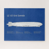 LZ 127 Graf Zeppelin - Luchtschip Blauwdruk Planne Legpuzzel (Horizontaal)