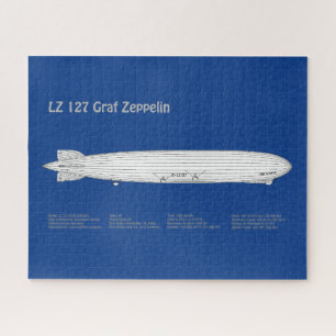 LZ 127 Graf Zeppelin - Luchtschip Blauwdruk Planne Legpuzzel