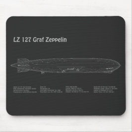 LZ 127 Graf Zeppelin - Luchtschip Blauwdruk Planne Muismat
