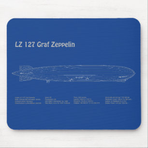 LZ 127 Graf Zeppelin - Luchtschip Blauwdruk Planne Muismat