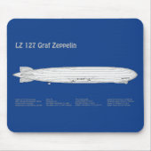 LZ 127 Graf Zeppelin - Luchtschip Blauwdruk Planne Muismat (Voorkant)