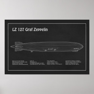 LZ 127 Graf Zeppelin - Luchtschip Blauwdruk Planne Poster