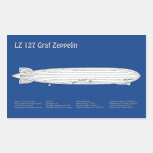 LZ 127 Graf Zeppelin - Luchtschip Blauwdruk Planne Rechthoekige Sticker