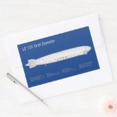 LZ 127 Graf Zeppelin - Luchtschip Blauwdruk Planne Rechthoekige Sticker (Envelop)