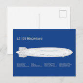 LZ 129 Hindenburg - Luchtschip Blauwdruk Plannen A Briefkaart (Voorkant / Achterkant)