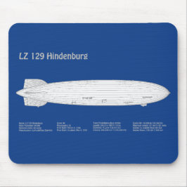 LZ 129 Hindenburg - Luchtschip Blauwdruk Plannen A Muismat