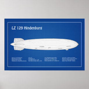 LZ 129 Hindenburg - Luchtschip Blauwdruk Plannen A Poster