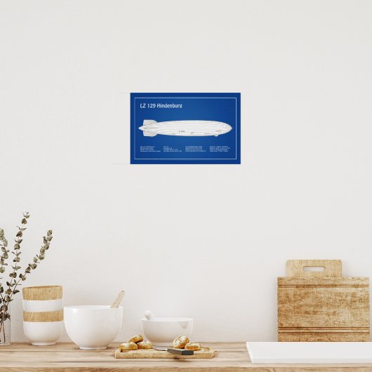 LZ 129 Hindenburg - Luchtschip Blauwdruk Plannen A Poster (Keuken)