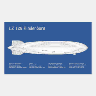 LZ 129 Hindenburg - Luchtschip Blauwdruk Plannen A Rechthoekige Sticker