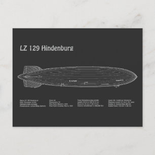 LZ 129 Hindenburg - Luchtschip Blauwdruk Plannen P Briefkaart