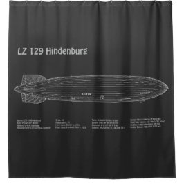 LZ 129 Hindenburg - Luchtschip Blauwdruk Plannen P Douchegordijn