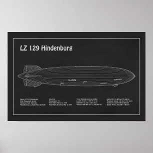 LZ 129 Hindenburg - Luchtschip Blauwdruk Plannen P Poster
